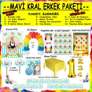 MAVİ KRAL ERKEK DOĞUM GÜNÜ SETİ