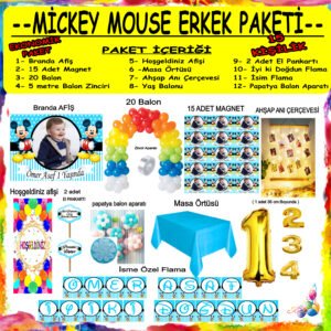 MİCKEY MOUSE ERKEK DOĞUM GÜNÜ SETİ