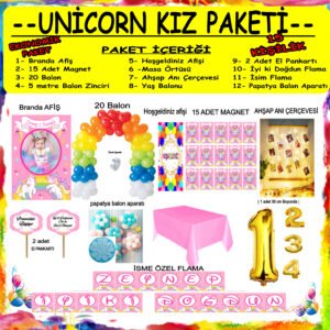 UNİCORN  KIZ DOĞUM GÜNÜ PAKETİ